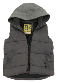 Sivá šustáková prešívaná zateplená vesta s kapucňou Next