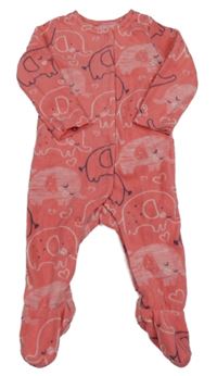 Růžový fleecový overal se slony F&F