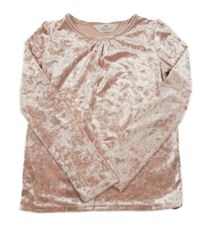 Svetloružové zamatové tričko H&M