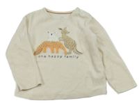 Smotanová zamatová mikina so zvieratkami C&A