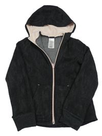 Tmavošedá vzorovaná propínací funkční mikina s kapucí Decathlon