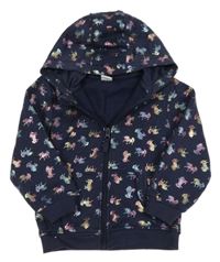 Tmavomodrá prepínaci mikina s jednorožcami a kapucňou Kiki&Koko