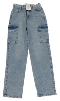 Nové - Světlemodré cargo kalhoty s kapsami Zeeman