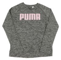 Šedo-černé melírované sportovní funkční triko s logem Puma 