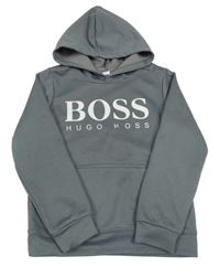 Sivá mikina s kapucňou a logem Hugo Boss