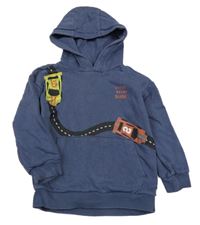 Tmavomodrá mikina s autami a kapucňou Nutmeg