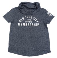 Tmavomodré melírované tričko s nápisem a komínovým límcem Primark