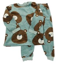 Zelenošedé plyšové pyžamo s medvídky 