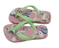 Světlerůžovo-limetkové žabky s jednorožcami Havaianas vel. 28