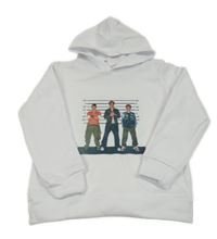 Biela mikina s potlačou a kapucňou