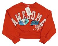 Nové - Červená crop mikina s nápisem Next 