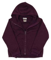 Vínovo-černá melírovaná propínací pletená mikina s kapucí H&M