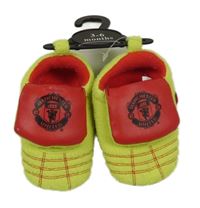 Nové - Limetkovo-červené fleecovo/koženkové capáčky Manchester United vel. 16