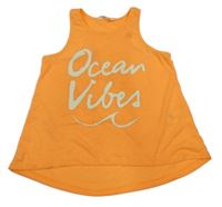 Neónově oranžový top s nápisom H&M