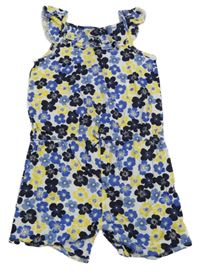 Biely kraťasový overal s kvietkami Mothercare