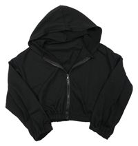 Čierna prepínaci crop mikina s kapucňou Shein