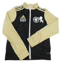 Černo-béžová propínací funkční fotbalová mikina Adidas