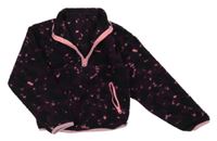 Černo-růžová vzorovaná huňatá oversize mikina s rolákem Dunnes
