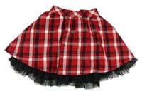 Červeno-čierno-biela kockovaná sukňa NUTMEG