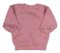 Staroružová dlhá oversize mikina s volánikmi zn. Matalan