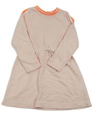 Světlerůžovo-křiklavě oranžovo-bílé teplákové šaty s pruhy H&M