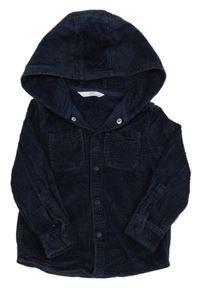 Tmavomodrá menšestrová košeľová bunda s kapucňou M&S