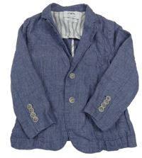 Modré melírované lněné sako ZARA