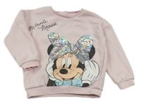Svetloružová mikina s Minnie s překlápěcími flitre Disney