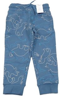 Nové - modré teplé tepláky s dinosaury PRIMARK