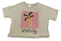 Smotanová tepláková oversize mikina s palmou a nápisom Next