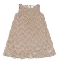 Svetloružové vzorované trblietavé chlpaté šaty little kids