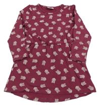 Vínové teplákové šaty so sovičkami Topolino