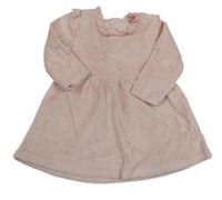 Svetloružové zamatové šaty s volánikmi Matalan