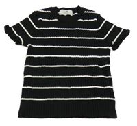 Černo-bílé pruhované žebrované úpletové tričko H&M