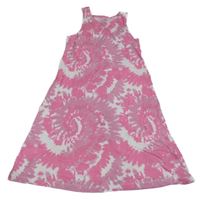 Ružovo-bielo-růžovofialové batikované šaty PRIMARK