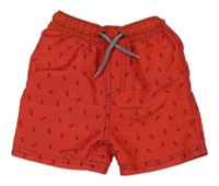Červené plážové kraťasy s kotvami Topomini