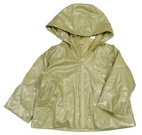 Okrová trblietavá nepromokavá jarná bunda s kapucňou ZARA