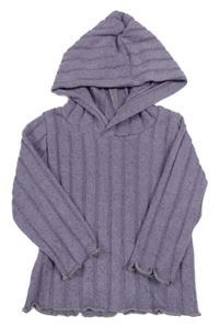 Fialová melírovaná rebrovaná úpletová tunika s kapucňou