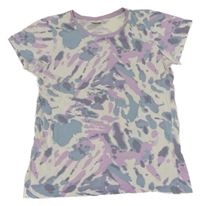 Bílo-fialovo-modrošedé army tričko girls