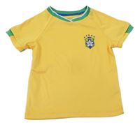 Tmavožluto-zelené sportovní fotbalové tričko Brasil St. Bernard