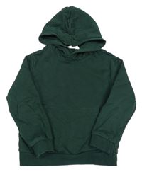 Tmavosmaragdová mikina s vreckom a kapucňou H&M
