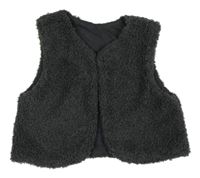 Tmavošedé huňaté podšité bolérko
