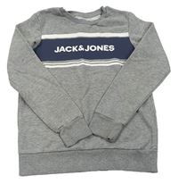 Sivo-tmavomodrá mikina s nápisom Jack & Jones