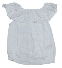 Biely top s volánem s madeirou H&M