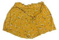 Okrové kvetované ľahké kraťasy s opaskom Primark