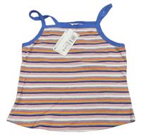 Bielo-ružovo-modrý pruhovaný rebrovaný crop top M&S