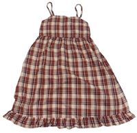 Světerůžovo-rezavé kostkované plátěné midi šaty Nutmeg 