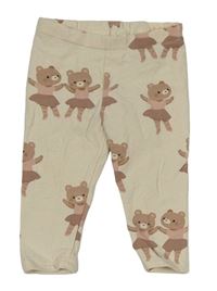 Béžové teplé legíny s medvědy H&M