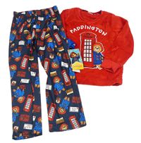 Červeno-tmavomodré pyžamo s Paddingtonem