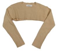 Béžový rebrovaný crop sveter Zara